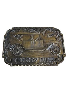 Vintage 1921 The New Buick Automobile Classic Car Brass Tone Belt Buckle MINTY